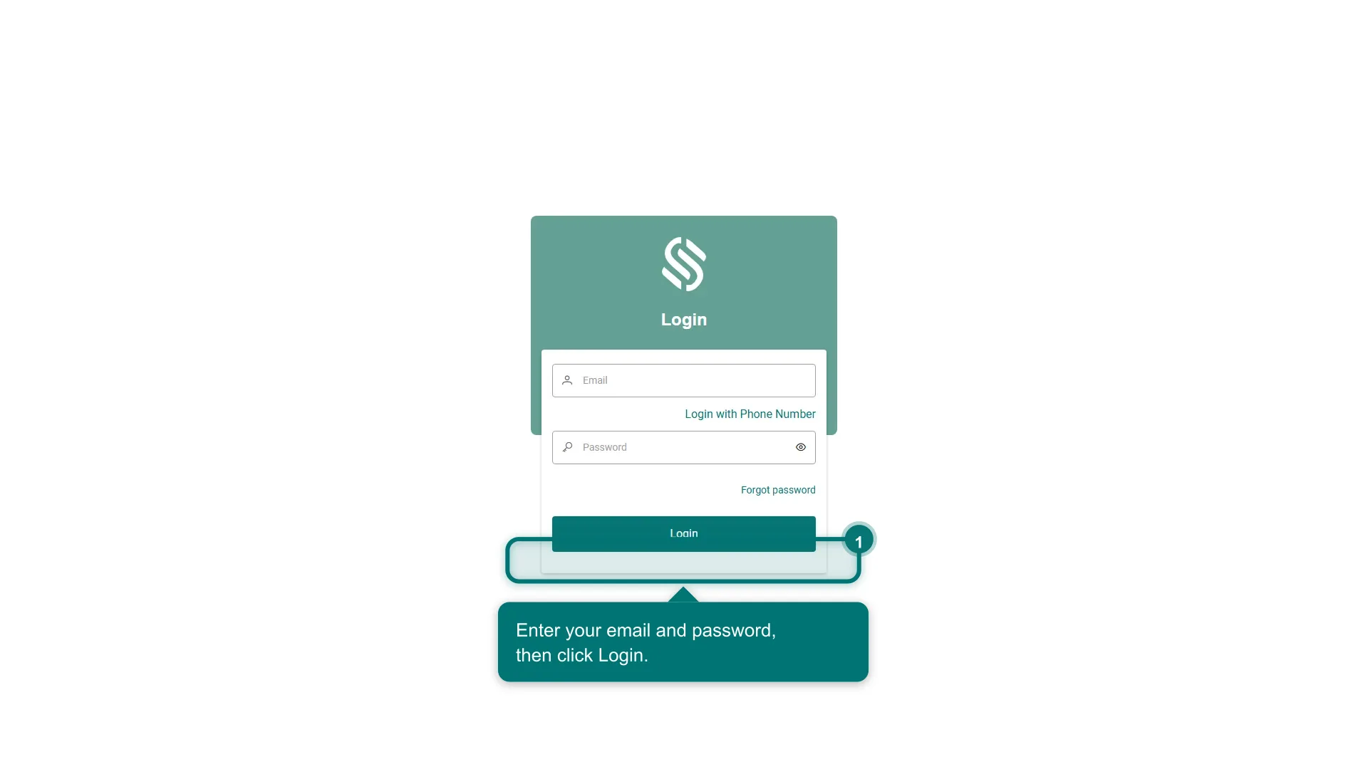 The CAMS sign-in screen with the email and password fields