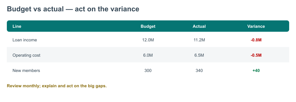 Budget vs actual — diagram