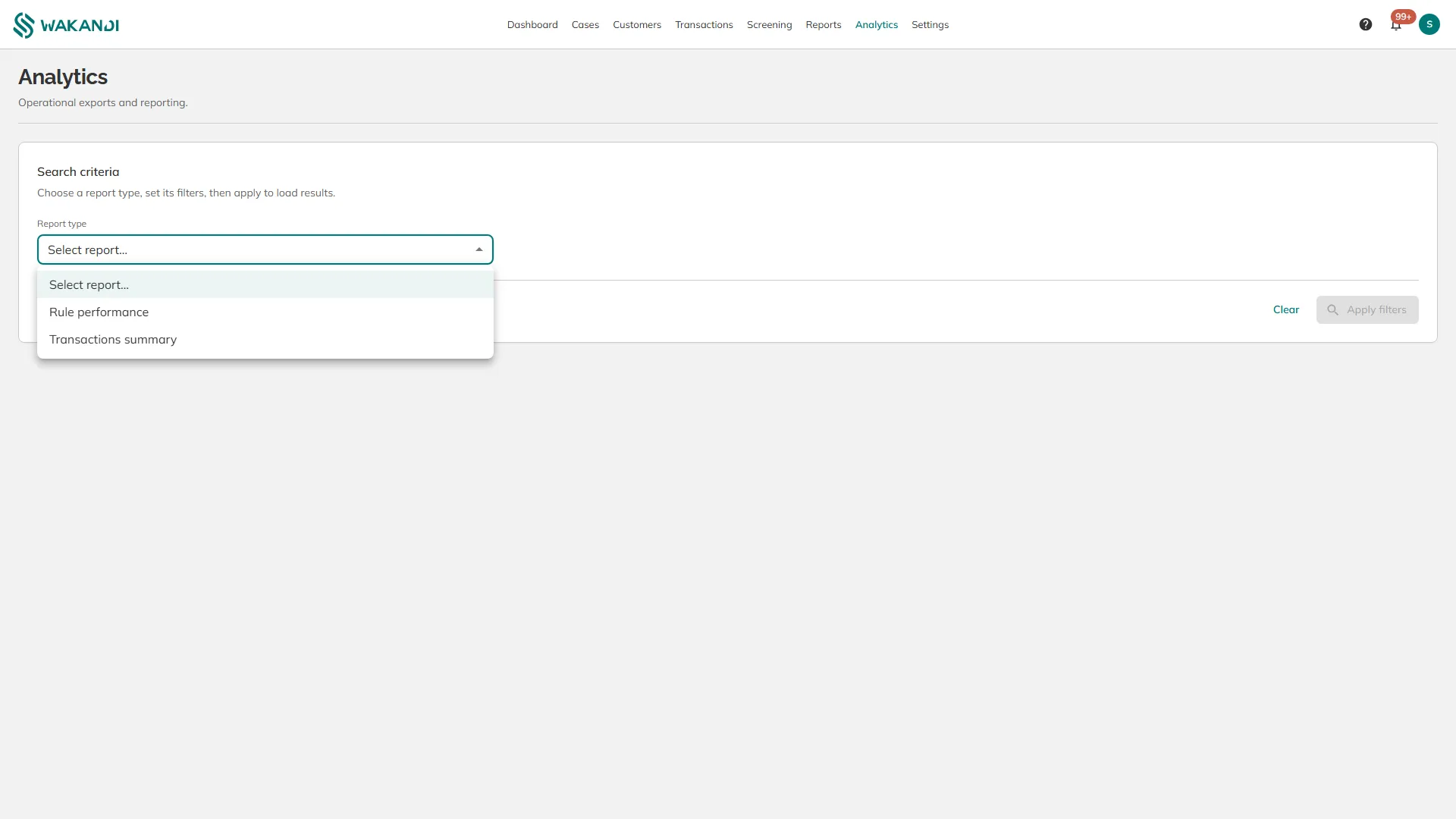 The Analytics report list, open to show Rule performance and Transactions summary